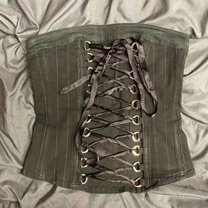 TRIPP NYC Black Pinstripe Corset Top - No straps or Boning